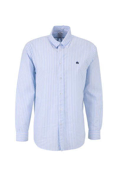BROOKS BROTHERS Beyaz Erkek Çizgili Gömlek BBSS26MSH057