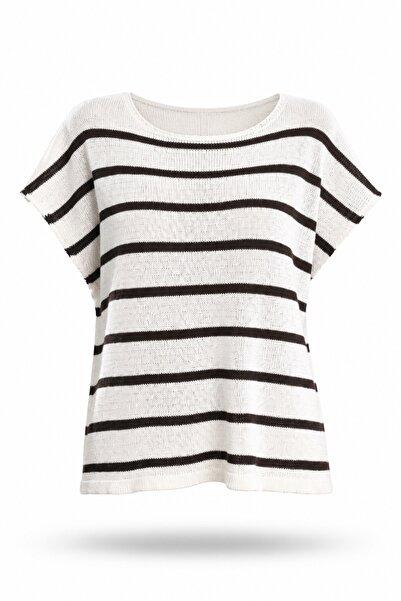 5in1Canpolat Brown Boat Neck Mercerized Knitwear 261058