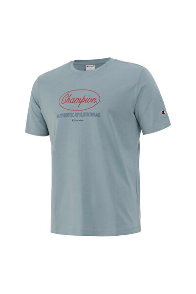Champion 222392-BS221 Crewneck T-Shirt Mavi Yuvarlak Yaka Düz Erkek T-Shirt
