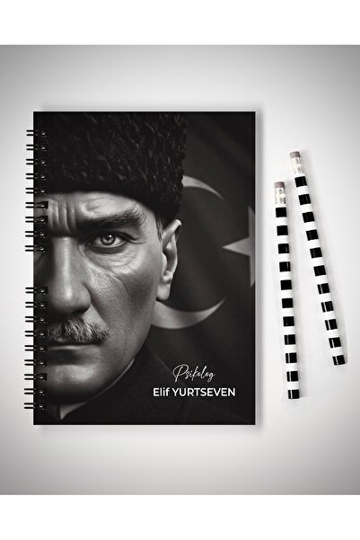Atatürk Temalı isimli defter (15X21CM) (100SAYFA) (KAPAK ÜZERİNE YAZİLACAK ISMİ BELİRTİNİZ