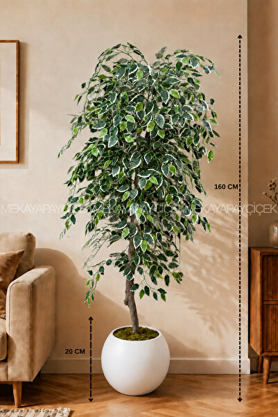 Meka Yapay Çiçek Benjamin Yapay Ağaç (Starlight) 160 Cm Küre Saksı