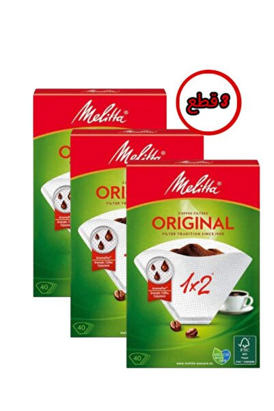 melitta فلاتر قهوة أصلية مكونة من 40 قطعة 1×2 (120 فلتر) عبوة من 3