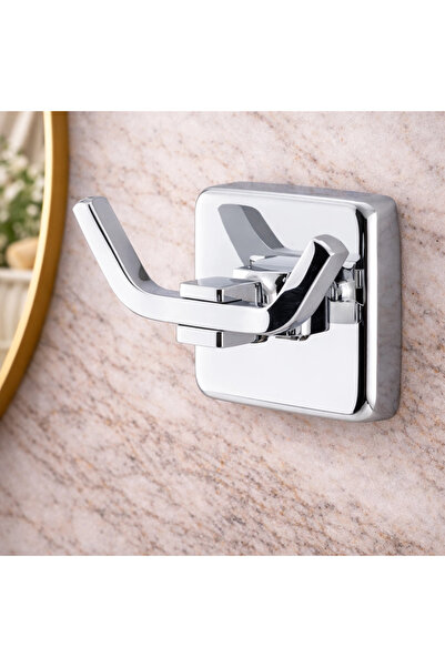 ÇELİK BANYO BORNOZLUK İKİLİ KROM PASLANMAZ ÇELİK