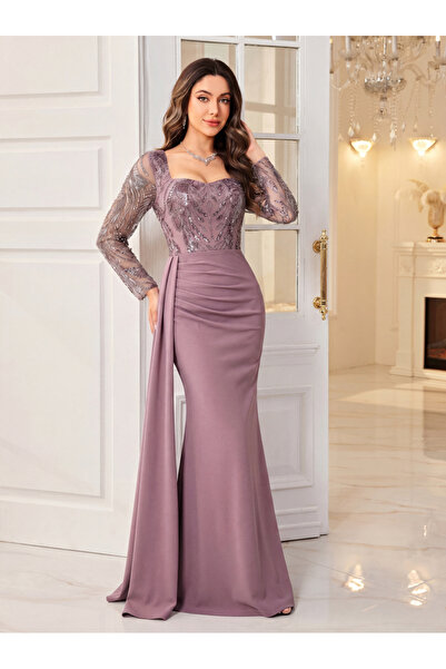 SUPGIR Purple Sequin Bodice Maxi Dress