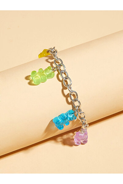 Take Two By Styli Silver Tone Gummy Bear Charm Link Bracelet