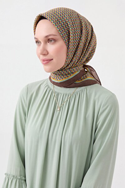 Silk Home Eșarfă de mătase Olinda, model spic de pește, maro