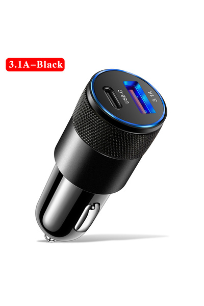 choice2 Black USB Car Charger Type C Fast Charging Phone Adapter PD 2port For...