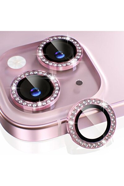Choice9 Tempered glass iPhone 15 15 Plus 1PC Pink Glitter Diamond Camera Lens...