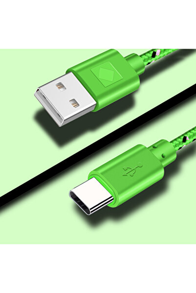 Choice3 2m Green USB A to Type C Nylon Braided Fast Charging Cable 1M 2M 3M D...