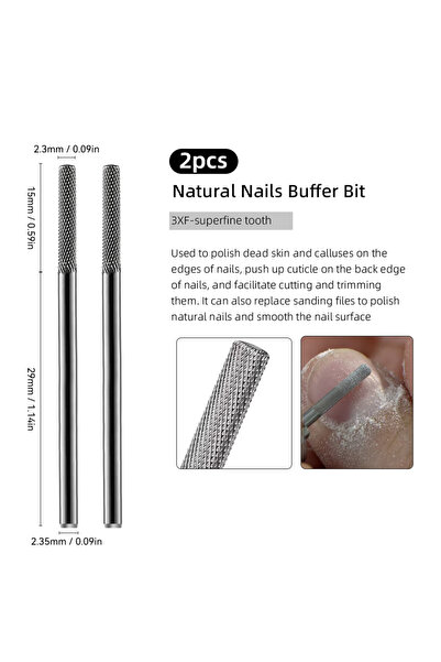 Choice 2pcs 3XF Natural Nail Grinding Head Base Coat Cuticle Removal Milling ...