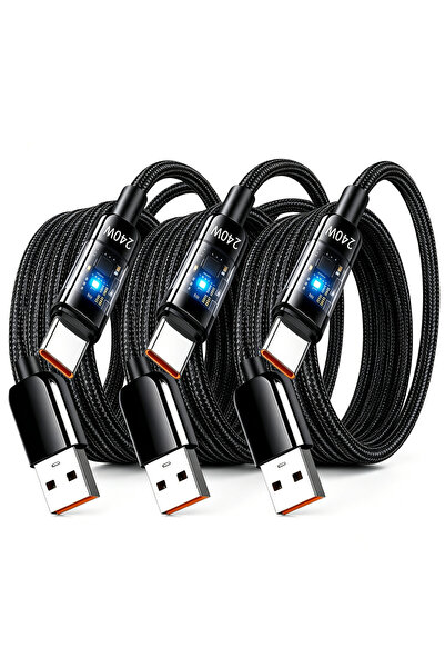 Choice1 2m 3PCS NNBILI 1/3pcs USB C Quick Charging Cable 240W Nylon Braided T...