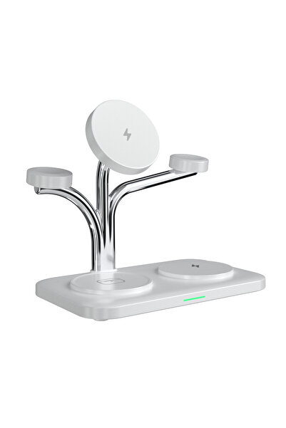 Choice1 VIKEFON WHITE 5 IN 1 Magnetic Wireless Charger Dual Phone and Watch F...