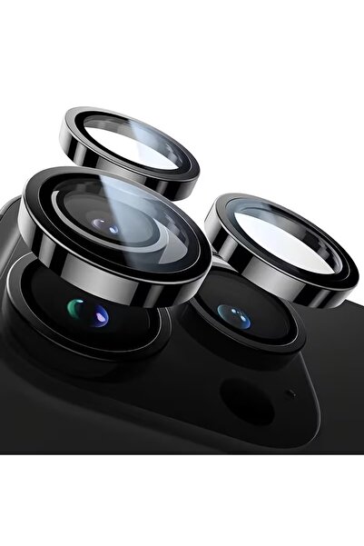 Choice24 iPhone 15 Pro 3Pcs Black Ring Cover Full Cover Camera Lens Protector...