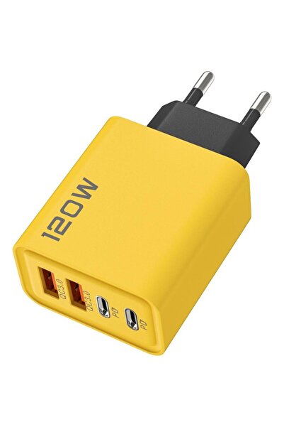 Choice1 Yellow EU 4 Ports USB C PD Charger Quick Charge 3.0 Type C USB Phone ...