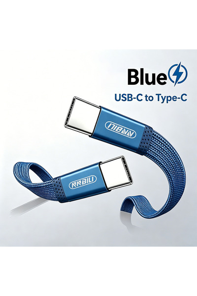 Choice1 2m Blue NNBILI New USB C Cable 60W Type C to Type C Flat Fast Chargin...
