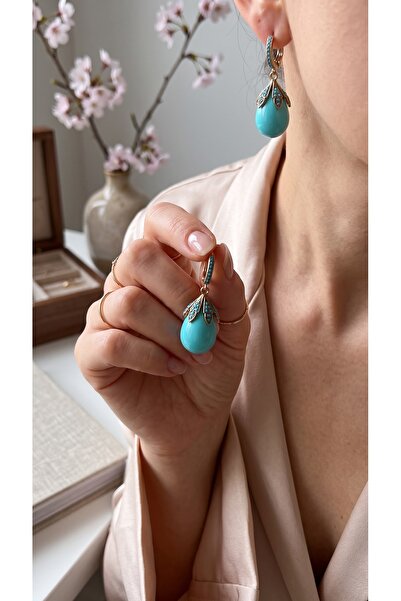 FAYRA ACCESSORIES Turquoise Stone Mallorca Turquoise Earrings