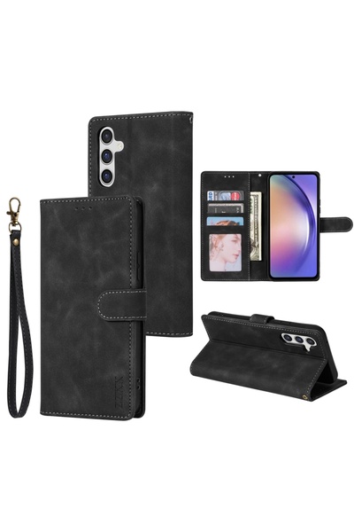 choice2 Galaxy A37 Black Wallet High-quality Skin-friendly Card Slot Stand Ma...