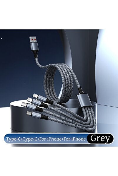 Choice3 USB-A to Multi 1.3m 2Type-c 2Lightning 4-in-1 Multifunctional Chargin...