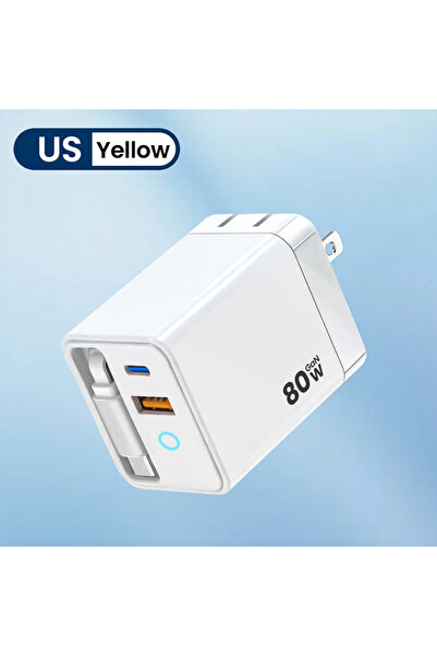 Choice3 white US 80W Super Fast Charge Type C USB Phone Charger With Telescop...