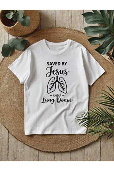 9JY Men's 'Lung Donor Saved Me' Graphic T-Shirt With Cross Lung Print - Casua...