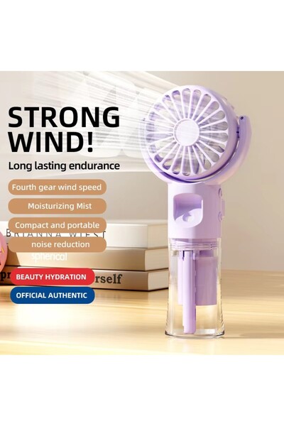 choice2 PURPLE Portable Handheld Fan USB Rechargeable Hanging Neck Misting Fa...