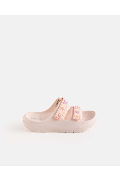 REDTAG Girls Pale Pink Double Strap Slides