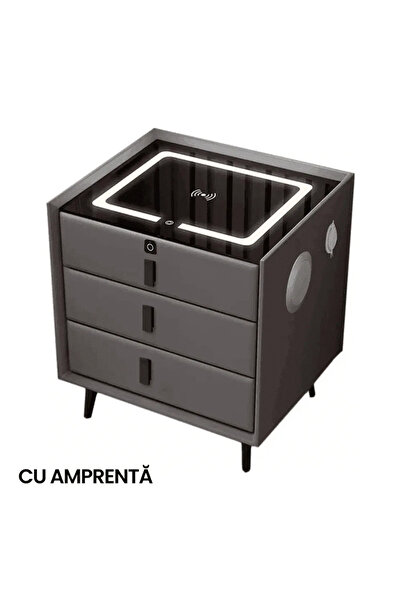 INEO SMART HOME Noptiera Moderna cu 3 Sertare, Lumina Ambientala si Incarcare...