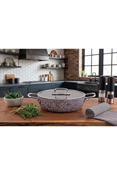 Zest Peakstone Basık Tencere 28 cm Mocha