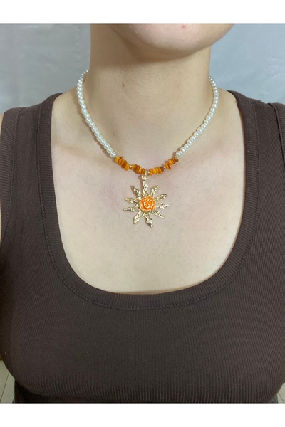 Tılsım Bijuteri White Sun Detailed Necklace with Pearls