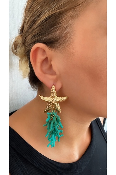 VNS Accessories Starfish Coral Earrings (8.5 cm)