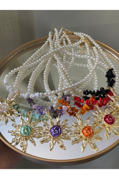 Tılsım Bijuteri White Sun Detailed Necklace with Pearls