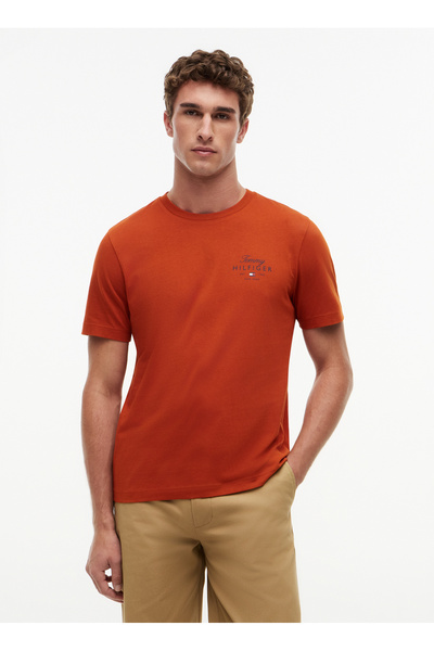 Tommy Hilfiger Turuncu Erkek Bisiklet Yaka Regular Fit T-Shirt MW0MW43224S0F_...