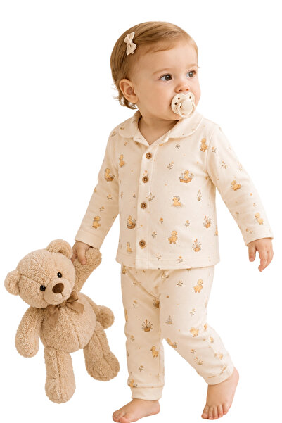 Divonette Unisex Baby Cute Chick Printed Buttoned Pajama Set