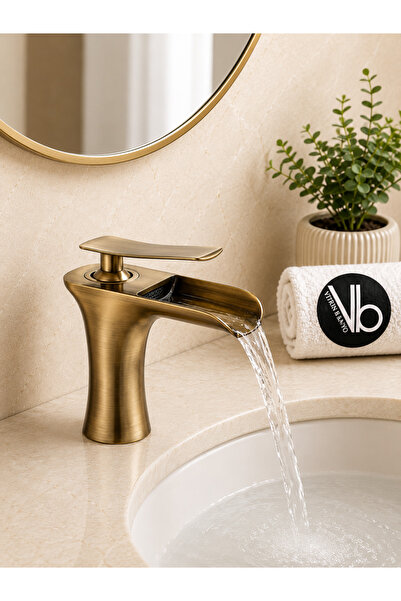 vb vitrinbanyo Antique Waterfall Sink Faucet Brushed Antique Tumbled Waterfal...