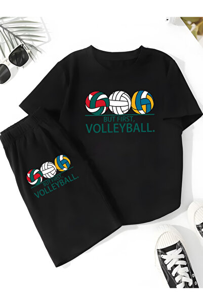 Joetsu Volyboll Printed Soft Short Sleeve Top and Shorts Set