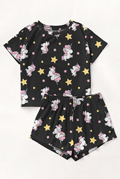 kuzey homewear Σετ πιτζάμες με κοντομάνικο σορτς Unicorn Supersoft Basic Sing...