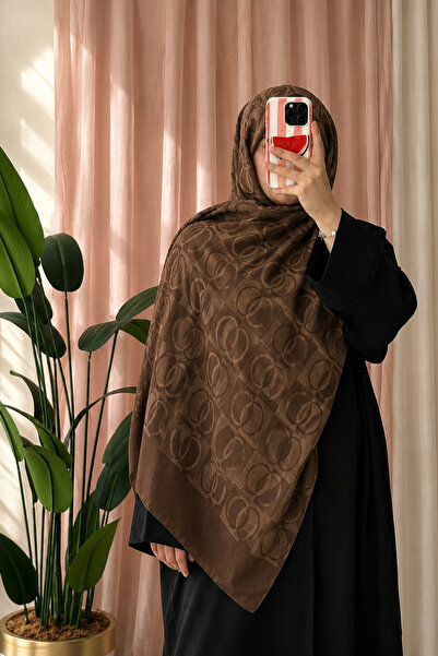 müqofficial Monogram Cotton Patterned Shawl - Brown