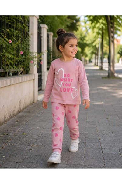 GHAND Girls' Pajama Set Long Sleeve Heart Patterned Do What You Love 2-4-6-8 ...