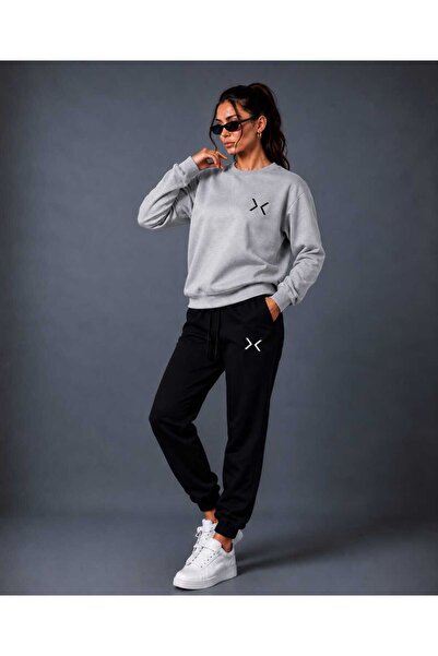 CLOTHES33 Zero Collar Sweat Suit 2-Piece Combination Winter Shardooned X Prin...
