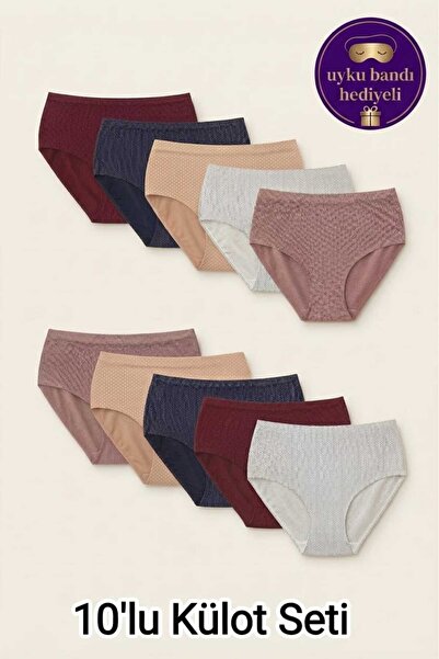 Tutku Women's 10-Pack Cotton High-Waist Plus Size Panties - Tiny Polka Dot Ga...