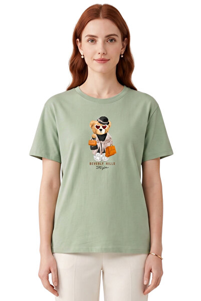 DK DAKSEL Women's Çağla Beverly Hills Teddy Bear Printed T-Shirt Comfortable ...