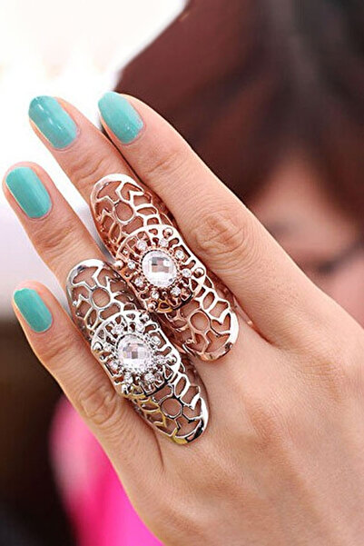 VeeShop Articulated ring with large central crystal - Silver