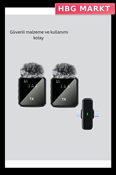 Genel Markalar 2'li Kablosuz Yaka Mikrofonu Type-C ve Lightning
