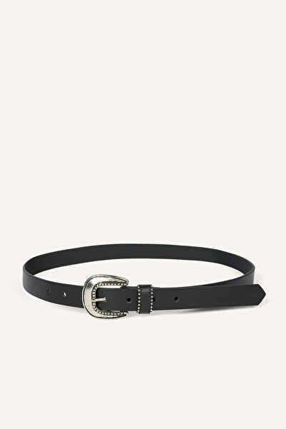 DeFacto Women's Embroidered Metal Buckle Faux Leather 2-Piece Jean Belt H7542...