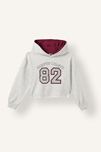 DeFacto Relax Fit Hooded Printed Thick Fabric Sweatshirt for Girls H9744A826Au