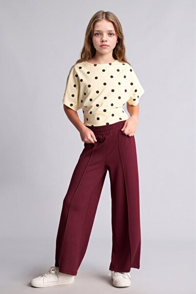 DeFacto Elastic Waist, Stitched Front, Wide Leg Modal Trousers for Girls I226...