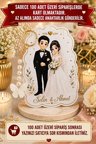 Emtory Gift 10 Adet Gelin & Damat Konsept Kelebek Anahtarlık - Nişan Hediye -...
