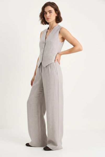 Generic Brand Women's High Waist Lined Gray Top and Bottom Set