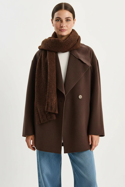 Şeker Portakalım Women's Wide Collar Pocket Detailed Oversize Cashmere Bitter...
