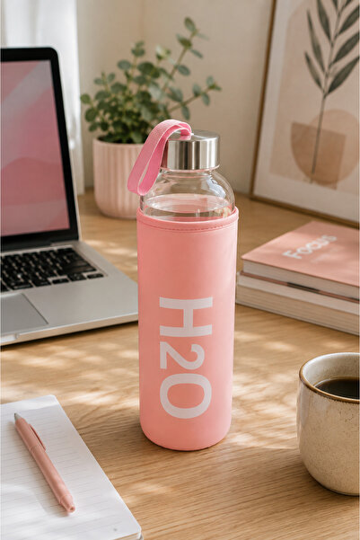 H2O 1 Lt Kilifli Cam Matara Pastel